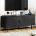 55" TV Stand with Power Outlet, Modern Media Console with Sliding Doors by ComfyCorner