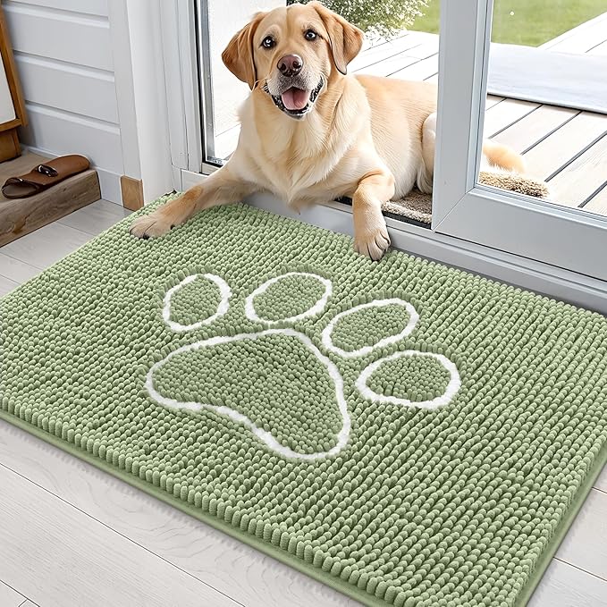 OLANLY Door Mat for Muddy Dog Paws 36x24, Ultra Absorbent Chenille Mud Doormat by OLANLY