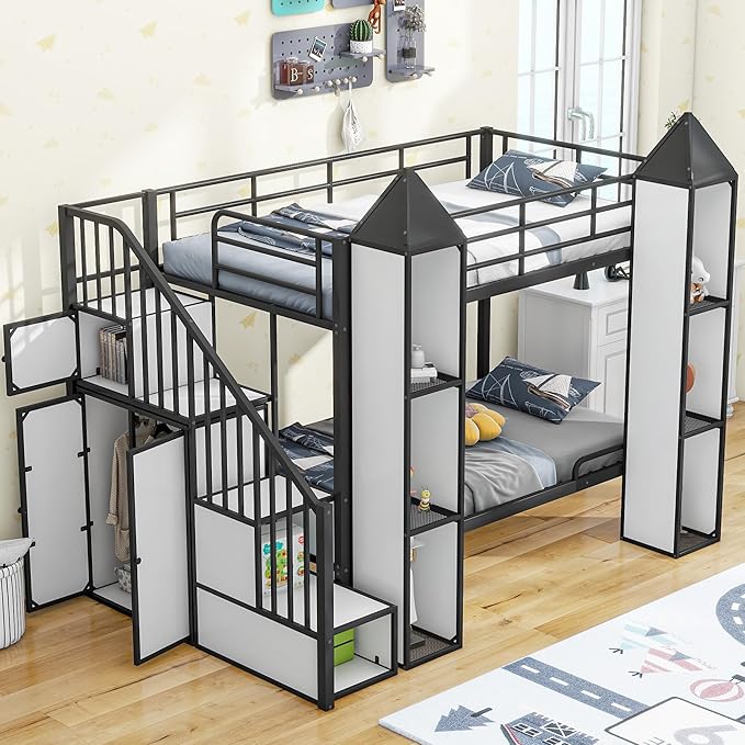 Twin Over Twin Castle-Shaped Bunk Bed - Image 7