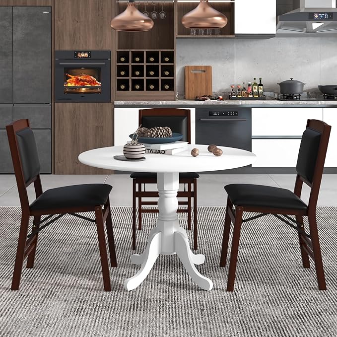 COSTWAY Round Dining Table for 4, 39-inch Wooden Kitchen Table - Image 8