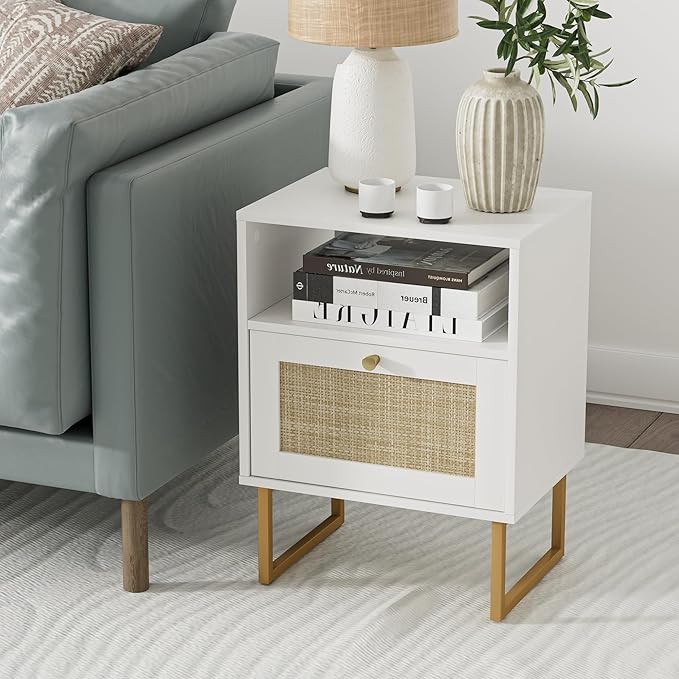 Masupu Extra Large Rattan Nightstand, Boho Night Stand Modern Farmhouse Wood - Image 6