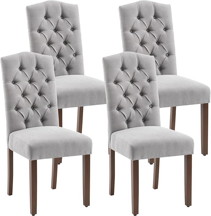 Tufted Upholstered Parsons Dining Chair Set Fabric Diner Accent Stylish Modern by SNUGWAY