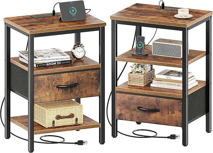 SUPERJARE Nightstand Set of 2, Bed Side Tables by SUPERJARE