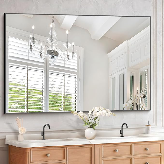KOCUUY Black Bathroom Mirror, 55x36 Large Wall Mirror - Image 9