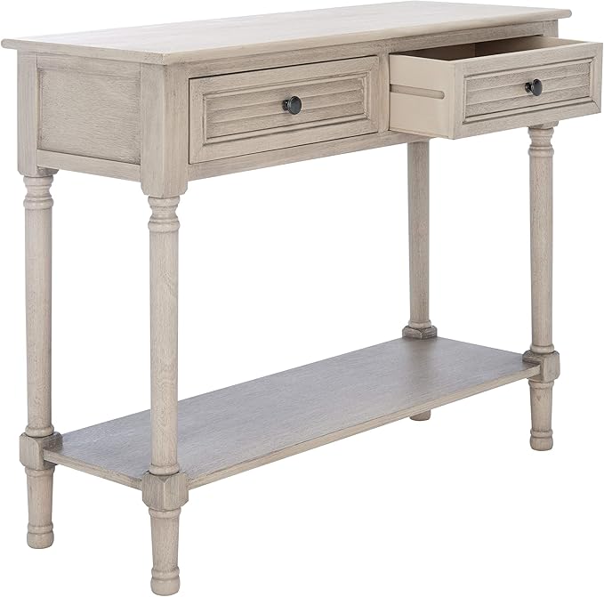 Safavieh Home Collection Tate Greige 2-Drawer Bottom Shelf Console Table - Image 5