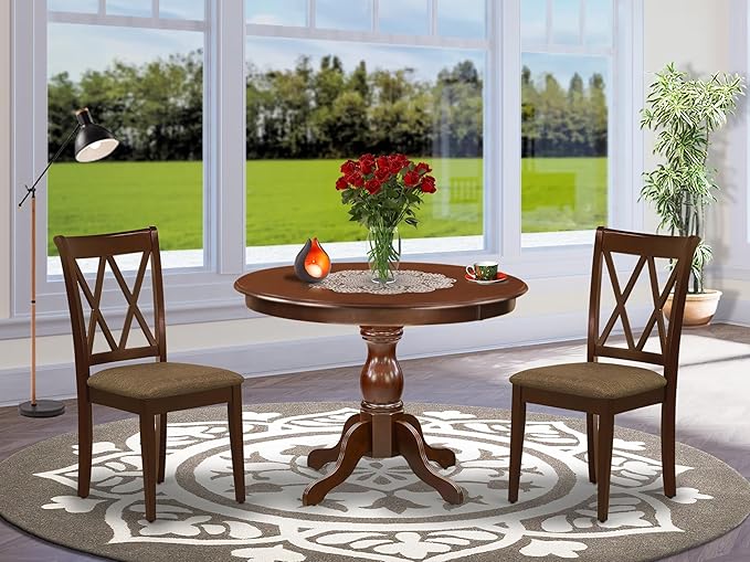 East West Furniture HBCL3-MAH-C 3 Piece Dinette Set - Image 2