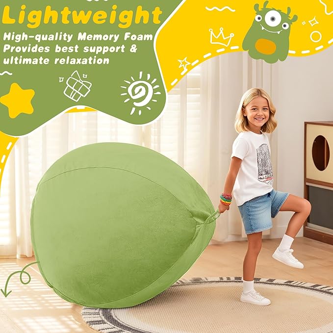 HABUTWAY 2FT Bean Bag Chair, Teardrop Bean Bag Chair Luxurious Velvet Ultra - Image 5