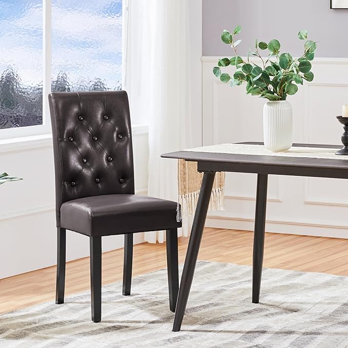 Yaheetech Dining Chairs Set of 6 Modern Style Faux Leather Dining Room Chairs - Image 4