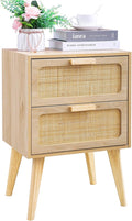Rattan Nightstand, Boho Bedside by YAUKOMEL