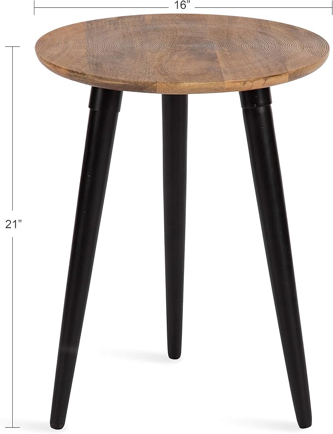 Kate and Laurel Rumsen Farmhouse Side Table, Natural and Black, Sophisticated - Image 3
