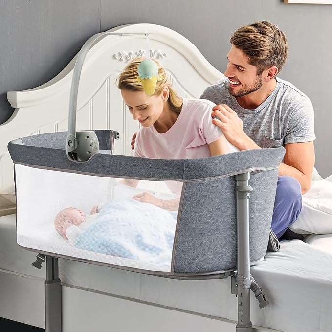 RONBEI Baby Bassinet Bedside Sleeper, Height Adjustable Bedside Bassinet by RONBEI
