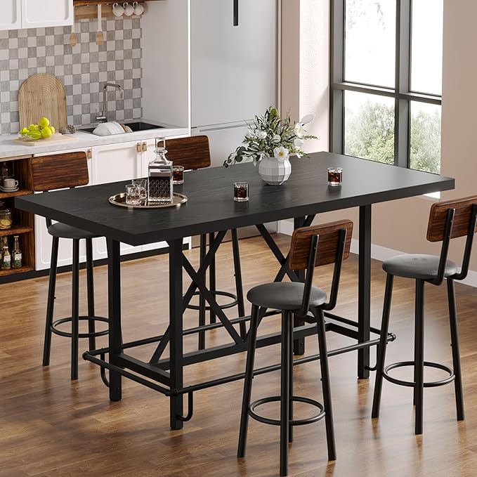 Tribesigns Bar Table, Industrial Counter Height Pub Table - Image 3