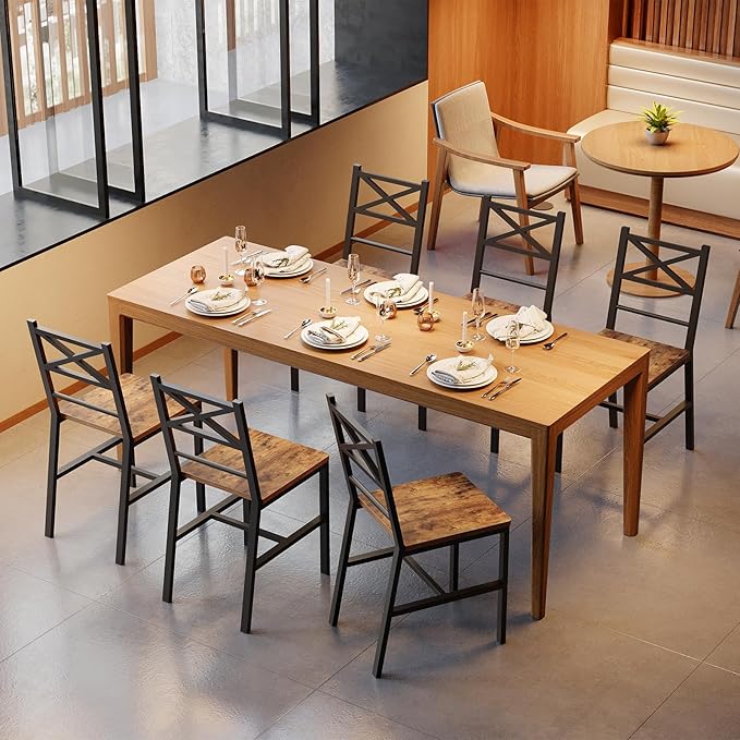 Dining Chair Set of 4, Rustic Wooden Kitchen Chairs - Image 6