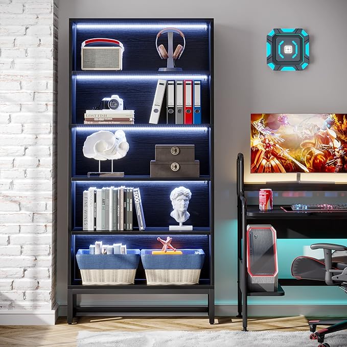 Tribesigns Tall Bookcase Black Bookshelf, 70.8” Large Bookcases Organizer - Image 3