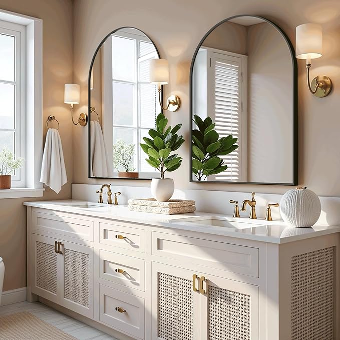 Arched Bathroom Mirror for Wall, Mirror for Vanity, Metal Frame - Image 3