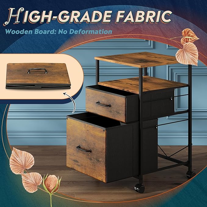 DEVAISE 2 Drawer Mobile File Cabinet, Rolling Printer Stand - Image 7