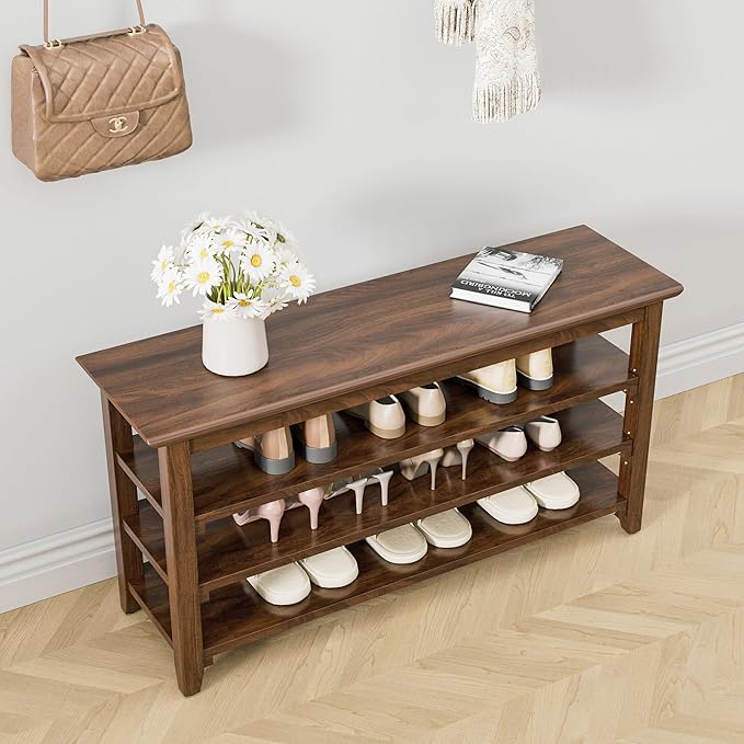 Wooden Storage Shoe Bench, Entryway Bench by YourSpacePerfectlyReflected