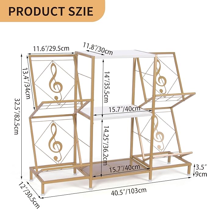 Record Player Stand with Vinyl Record Storage, Turntable Stand with 4-Tier - Image 2