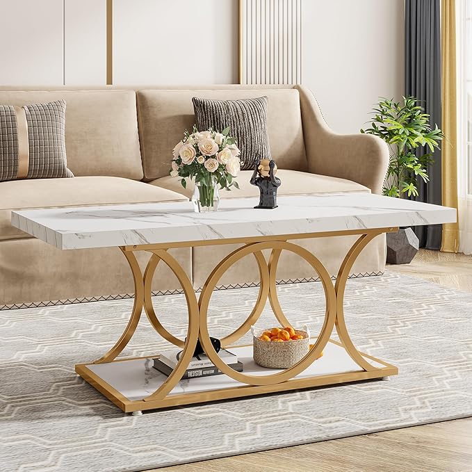 Tribesigns Rectangle Coffee Table, 46.45-inch Modern Coffee Tables - Image 3