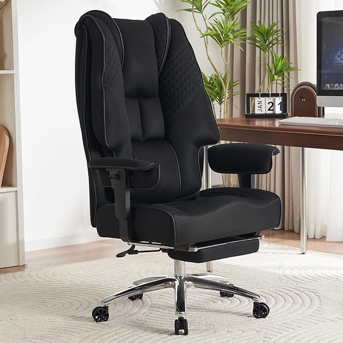Big and Tall Office Chair 400lbs Wide Seat, Leather High Back Executive Office by EXCEBETOFFICECHAIR