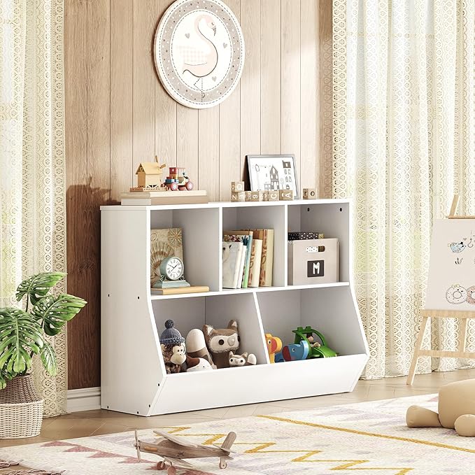 HOOBRO Kids Bookshelf, Bookcase Footboard, Toy Storage Cubby, Children's Toy - Image 5