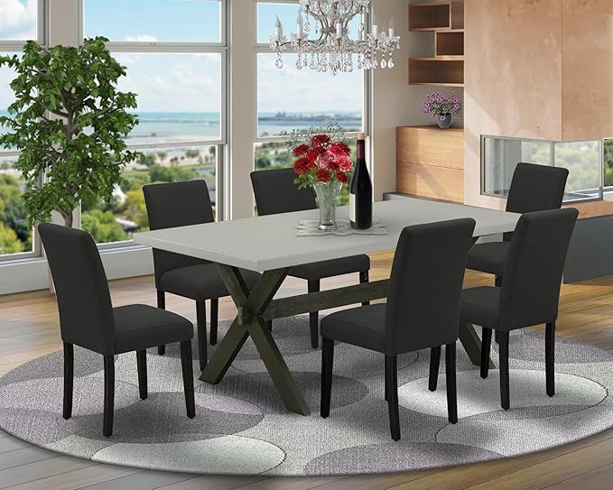 East West Furniture X697AB624-7 7 Piece Modern Dining Table Set Consist of a - Image 2