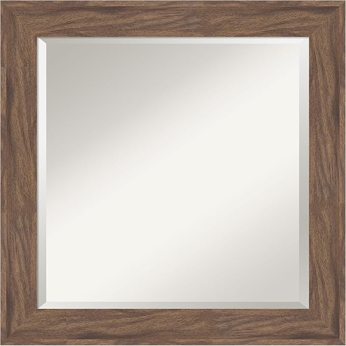 Amanti Art Brown Wall Mirror 25x25 Pia Medium Brown Square Bathroom Mirror by AmantiArt