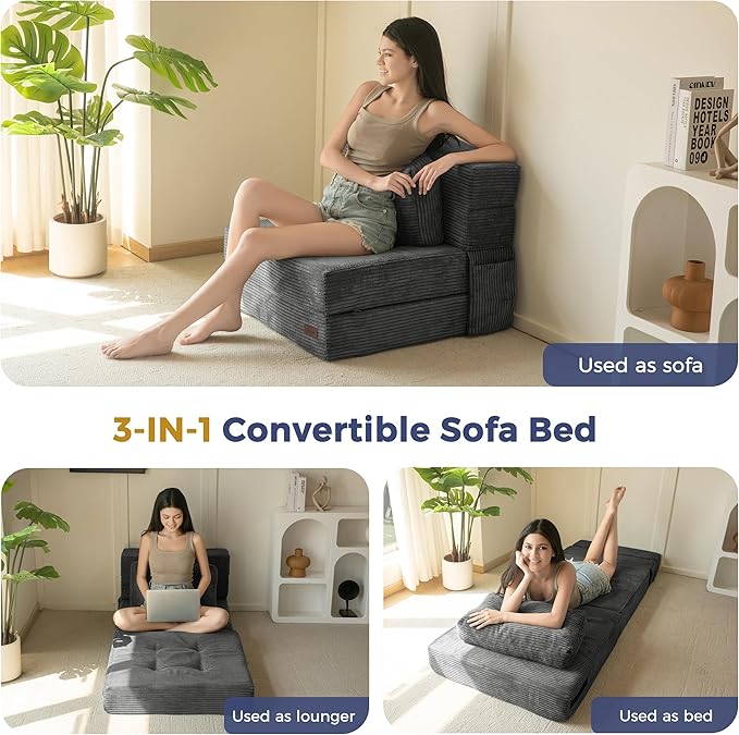 MAXYOYO Convertible Sofa Bed, Fold Out Single Sleeper Sofa - Image 5