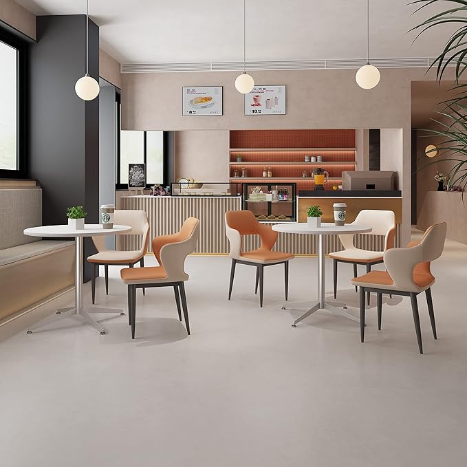 White Dining Table Round Small Office Table Conference Table Coffee Meeting - Image 4