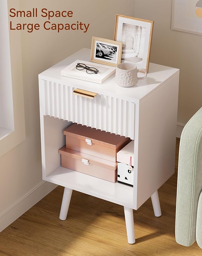 YMYNY Mid Century Modern Nightstand, Side Table, Fluted Night Stand - Image 6