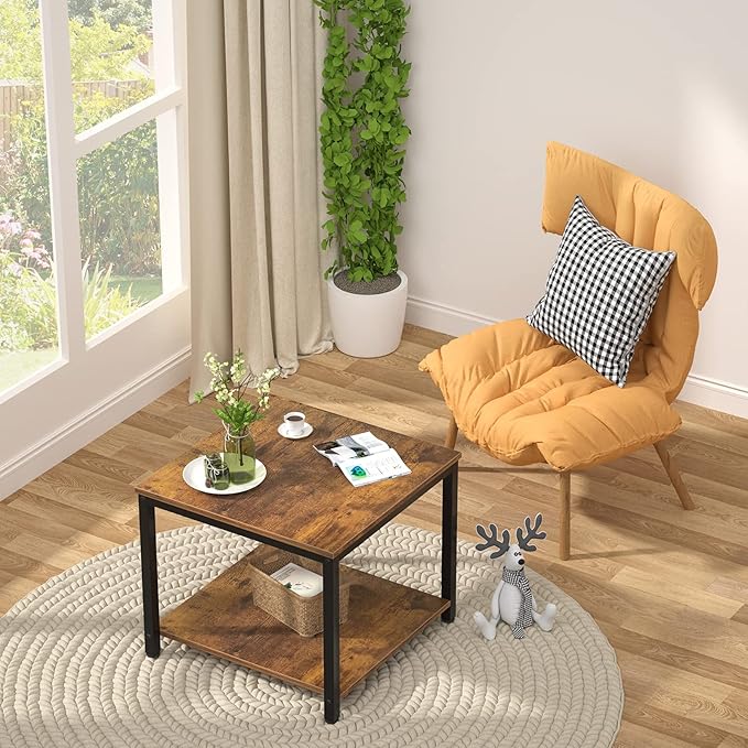 Homieasy Side Table 20 Inch Square, 2-Tier Coffee Tea End Table Nightstands - Image 4