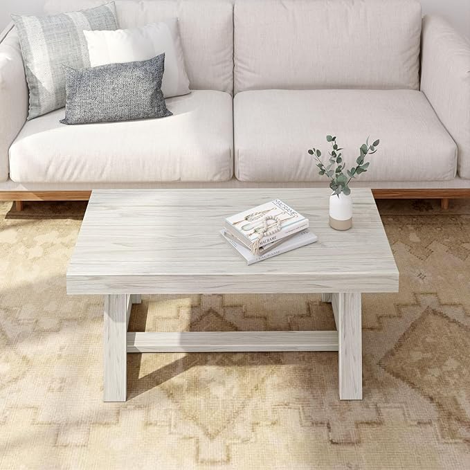 Plank+Beam Classic Rectangular Coffee Table, 40 Inch Farmhouse Coffee Table - Image 5