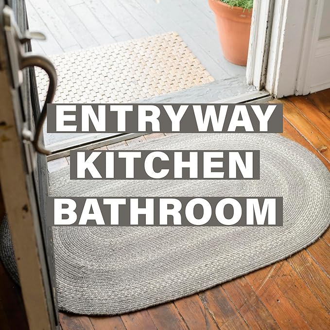 Grey Cloud Jute Braided Oval Rug, 20x30 - Image 8