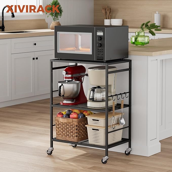 3-Tier Kitchen Cart with Adjustable Shelves - Image 2
