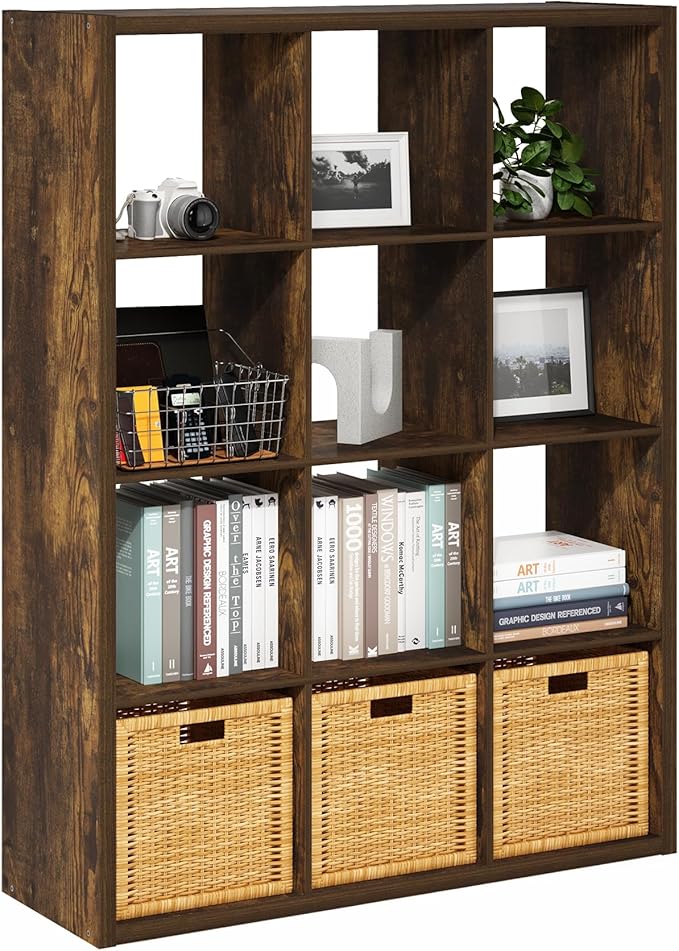 Furinno Cubicle Open Back Decorative Cube Storage Organizer, Amber Pine by Furinno-FitsYourSpaceFitsYourBudget