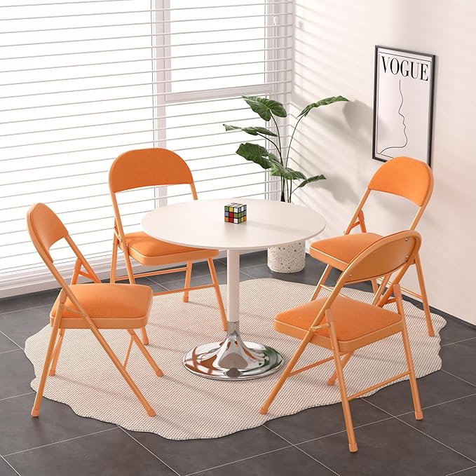 VECELO Padded Folding Chairs 4 Pack, Comfortable Cushioned Seat & Backrest - Image 2