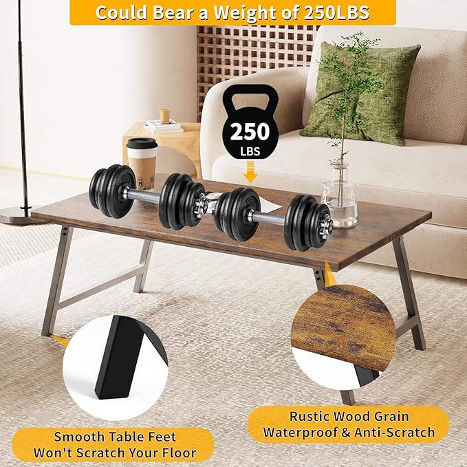 Folding Coffee Table, Portable Wood Low Table - Image 3