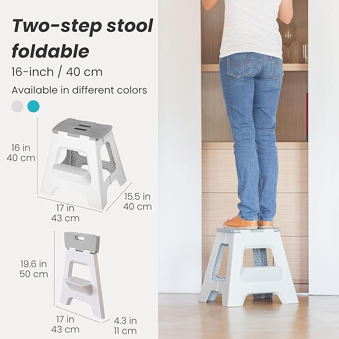 Vigar Compact Step Stool Foldable, 16-inch Two-Step Stools - Image 2