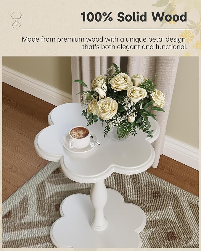 Accent Solid Wood End Table for Living Room, Small Bedside Tables Nightstand - Image 3