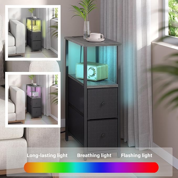 TUTOTAK Small Narrow LED End Table - Image 4