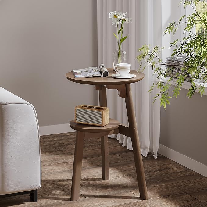 ChooChoo Round End Table Set of 2, Narrow Side Table - Image 2