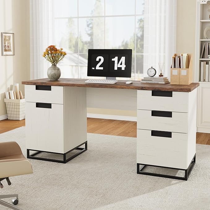 Garvee 59" Farmhouse Executive Desk, Home Office Desk - Image 2