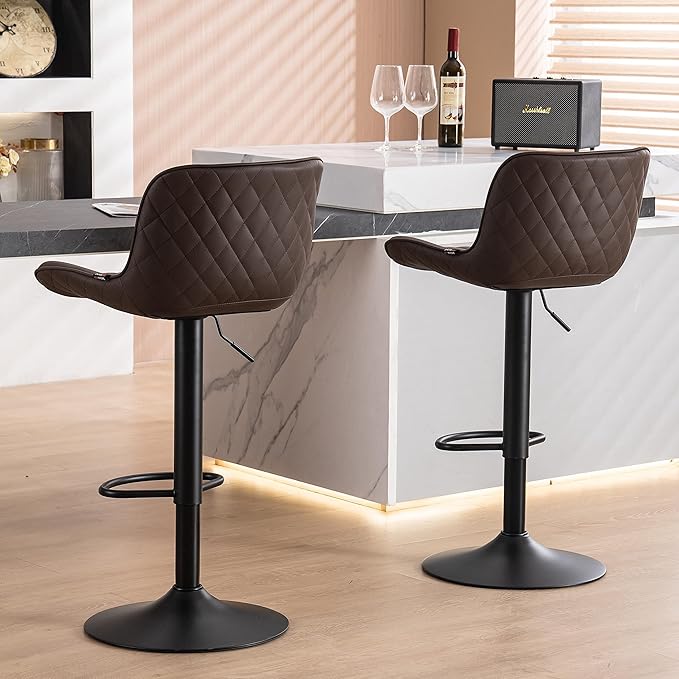 YOUNUOKE Counter Height Bar Stools Set of 2, Adjustable Swivel Stool Chairs - Image 7