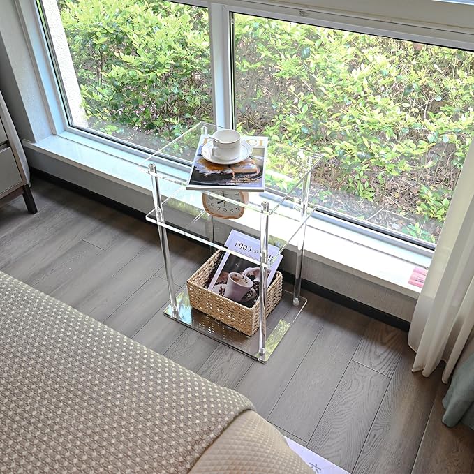 Clear Acrylic Side Table Nightstand, Modern End Table, Coffee Table - Image 5