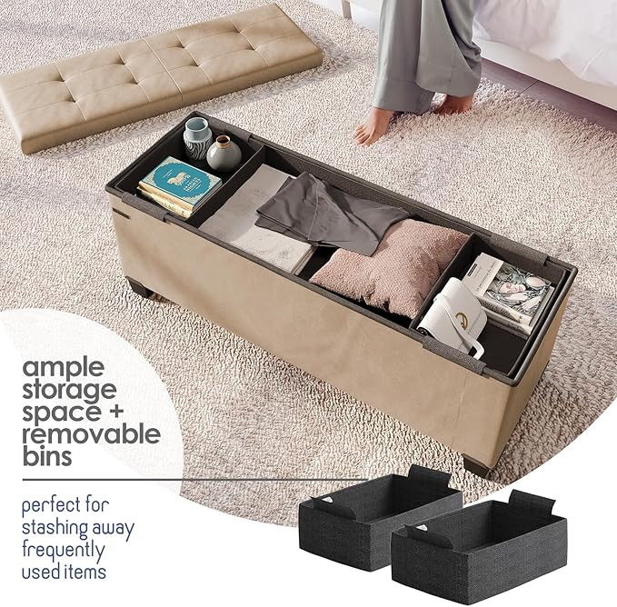 STORAGEBUD Storage Ottoman Bench - Image 3