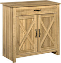 HOMCOM Farmhouse Sideboard Buffet Cabinet, Barn Door Coffee Bar Cabinet by HOMCOM