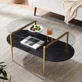 Oval Glass Coffee Table, Mid-Century Modern Design, L41 x W21 x H17 inch by LumFurn