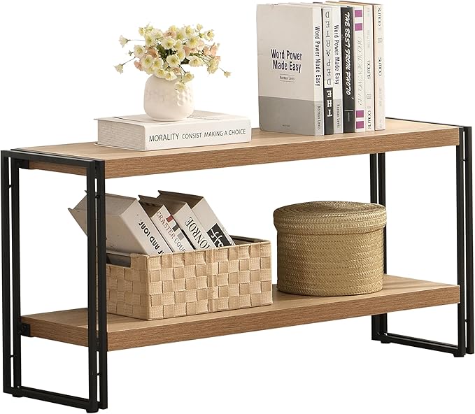 Small Industrial Bookshelf 2 Shelf Bookcases and Book Shelves - Image 4