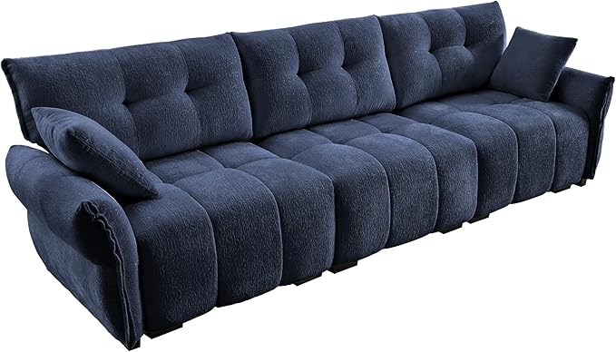 Modern Chenille Fabric 3-Seat Sofa w/ 2 Pillows, Premium Upholstery Living Room - Image 4