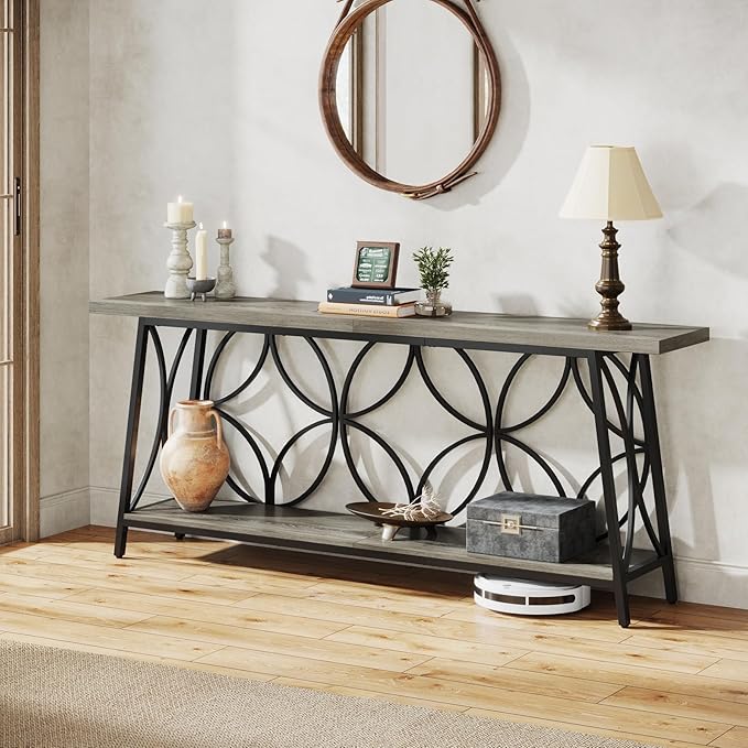 70.9-Inch Sofa Table, 2-Tier Narrow Console Table - Image 3